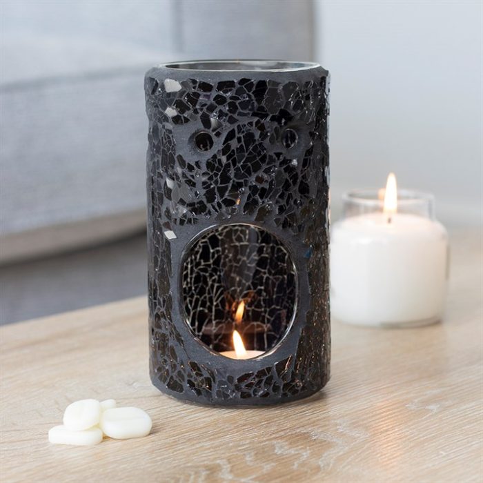 Black Crackle Pillar Oil Burner & Wax Warmer Black Crackle Pillar Oil Burner & Wax Warmer
