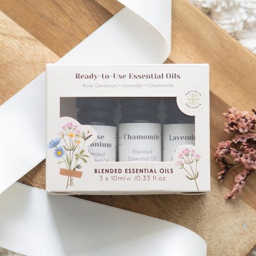 Floral Blended Essential Oils (Set of 3) Rose Geranium, Lavender, Chamomile
