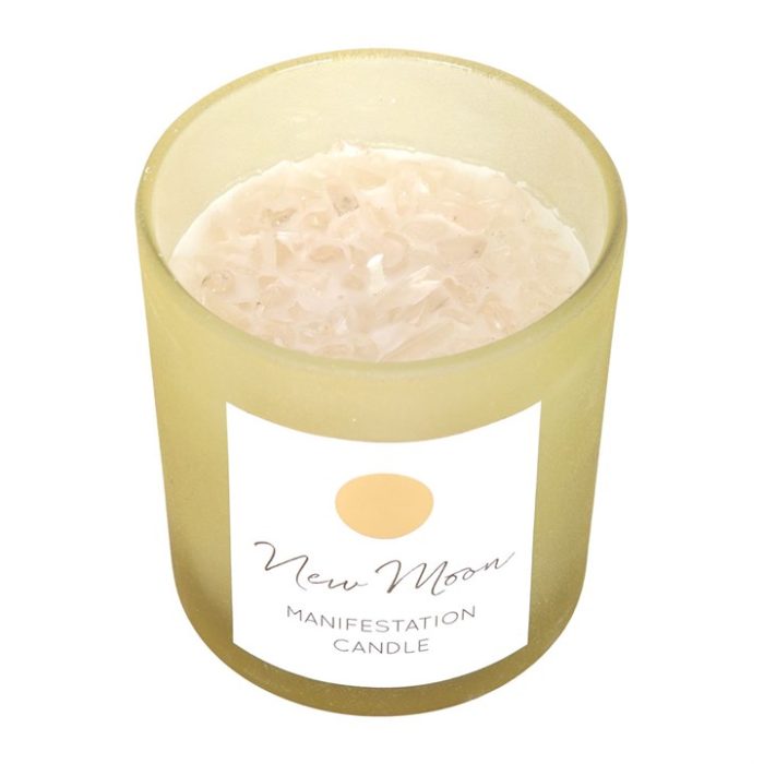 New Moon Wild Orange Crystal Chip Manifestation Candle New Moon Wild Orange Crystal Chip Manifestation Candle