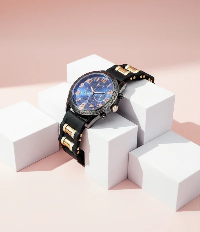 Men’s Black & Gold Sub Dial Sports Watch