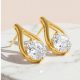 Round Cut Hollow Crystal Stud Earrings Gold
